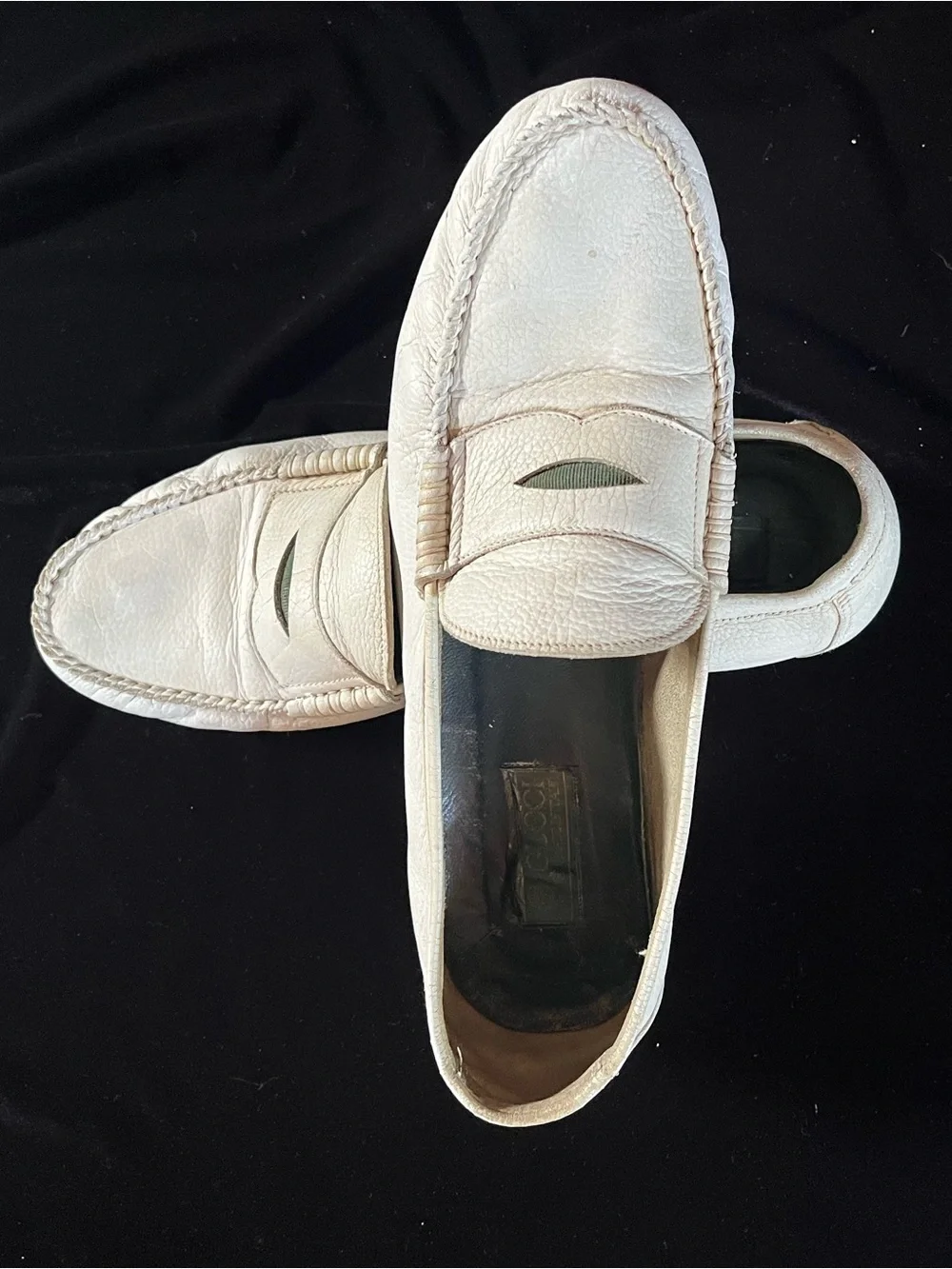 Gucci Vintage Men's White Penny Loafers
